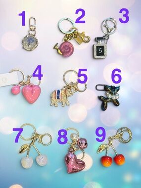 Show price: 1 Bag Charm Keychain - Unbranded - snail, hearts, flower, cherries